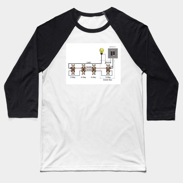 Four-Way Switch Wiring Diagram Line Load Same Box Baseball T-Shirt by MVdirector